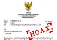 Awas Surat Pengangkatan Tenaga Honorer Tanpa Tes Beredar Sejak 25 Mei, KemenPANRB Pastikan Hoax