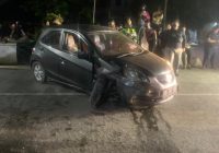 BRAAKKK!, Honda Brio Tabrak Pembatas Jalan A Yani Km 2,5