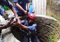 Damkar Banjar Selamatkan Seekor Kucing Tercebur Sumur di Sungai Paring Kabupaten Banjar