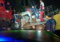 Hasil Olah TKP, Mobil Oleng Ke Kanan Tabrak Tronton Parkir Akibatkan Sopir Pikap Terjepit Laka di Astambul