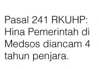 Heboh Hina Pemerintah di Medsos Ancaman Hukuman 4 Tahun Penjara di RKUHP Pasal 241