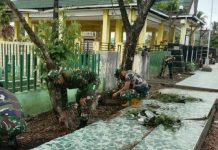 Jelang HUT Ke-64 Kodam VI/Mlw Jajaran Kodim 1007/Banjarmasin Bersih-bersih Fasum