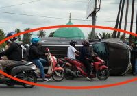Pajero Sport Terbalik di Jembatan Banua Anyar Banjarmasin