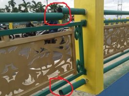 Baru Diresmikan Maret Tadi, Pagar Besi Jembatan Patih Masih HKSN Sudah Patah