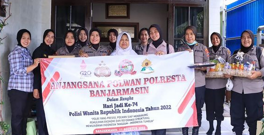Sambut Hari Polwan Ke-74, Srikandi Polresta Banjarmasin Temui Sesepuh Purnawirawan AKBP Hidayati Zaki