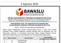 Berikut 6 Nama Calon Anggota Bawaslu Kalsel, Lulus Tes Kesehatan dan Wawancara