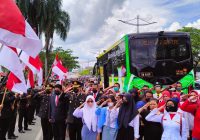 Wardaniati Terkesan Ikut Upacara Bendera HUT ke 77 RI di Jalanan Bareng Personel Mapolresta Banjarmasin