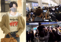 Hebohnya Kerumunan Reporter dan ARMY Sambut Kedatangan V BTS di Bandara
