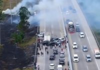 Diduga Jarak Pandang Terhalang Kabut Asap Pembakaran Lahan, Belasan Mobil Tabrakan Beruntun