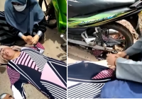 Acil-acil Terhempas ke Aspal Gara-gara Baju Terlilit Rantai di Karang Intan Martapura