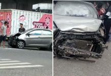 Tabrakan di Perempatan Flyover Gatot, Sedan Vs Mobil Damkar