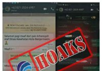 Waspada Ada Pesan Whatsapp Mengatasnamakan Kadinkes Kota Banjarmasin