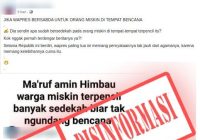Viral Artikel Wapres Sebut Warga Miskin Harus Banyak Sedekah Adalah Hoax
