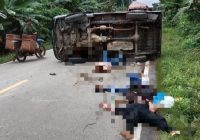 Mobil Terbalik, 3 Korban Terkapar Bersimbah Darah di Kasiau Tabalong