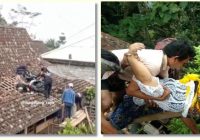 VIRAL Video Wanita & Motornya Nyangkut di Genteng Rumah Warga di Magelang, Diduga Rem Blong