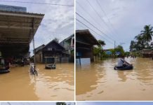 Sungai Arfat di Tambak Baru Ilir Kabupaten Banjar Meluap