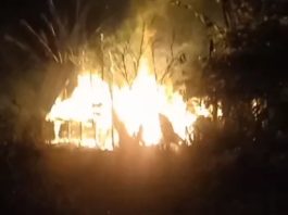 Kandang Kambing Milik Muhiddin di Desa Indrasari Martapura Terbakar