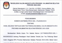 Daftar 20 Calon Anggota KPU Kalsel Lulus Seleksi Tertulis dan Psikologi