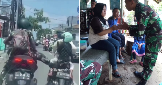24042023_Praka ANG saat menendang motor seorang bu yang membonceng anak, dan kemudian meminta maaf. (Istimewa)