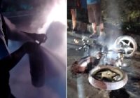 Geger Motor Terbakar di Indomaret Lampu Merah Teluk Tiram, Tinggal Rangka