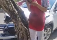 Honda CRV Ringsek di Jalan S Parman Banjarmasin