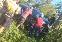 Mobil Ringsek Tabrak Tiang Beton di Jalan A Yani km 26 Landasan Ulin