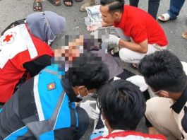 Pengendara Terkapar di Jalan Tol Mali-Mali Kabupaten Banjar