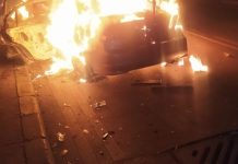 HRV Terbakar Usai Menabrak Truk di Tol