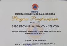 Kalsel Dinobatkan Terbaik Nasional Klaster Logistik Penanggulangan Bencana