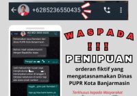 Waspada Modus Penipuan Mengatasnamakan Dinas PUPR Banjarmasin