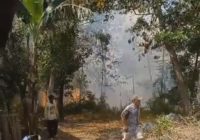Kebakaran Lahan di Kelurahan Bangkal Banjarbaru, di Belakang Rumah Warga