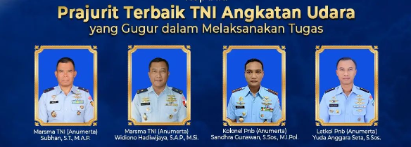 4 Korban 2 Pesawat TNI AU Jatuh di Lereng Bromo Naik Pangkat, Salah Satu Pilot Bantuan Palestina