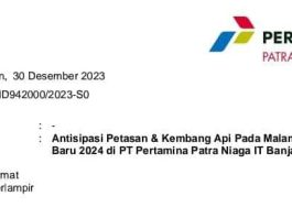Warga Dekat Pertamina Kuin Diminta Tidak Menyalakan Kembang Api dan Petasan Malam Tahun Baru