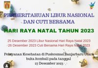 Pelayanan Puskesmas Libur 2 Hari, Libur Natal dan Cuti Bersama