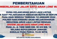 Satlantas Polres Banjarbaru Berlakukan Sistem One Way Kepulangan Jemaah di Kegiatan Sekumpul Minggu 14 Januari