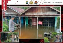 Sungai Uwie Meluap, Puluhan Rumah di Banyu Tajun Tabalong Terendam