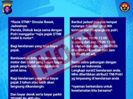 Esok 1 Maret Razia Pajak STNK, Hoaks