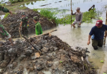 Satgas TMMD Kodim 1007/Banjarmasin Mulai Garap Jembatan di Sungai Lulut