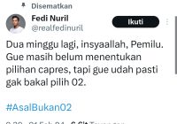Aktor Fedi Nuril Sebut Tak Pilih Prabowo-Gibran