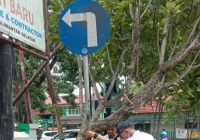 Rambu Lalu Lintas Roboh di Jalan Albasia, Direspon Cepat Dishub Banjar