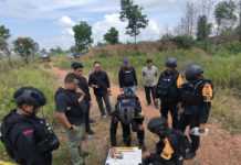 Tim Gegana Brimob Polda Kalsel Ledakkan Mortir Temuan di Sei Abit Cempaka Banjarbaru