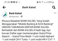 Waspada Modus Penipuan Mengatasnamakan Bank Kalsel, Hadiah Alphard