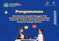 Catat Jam Pelayanan PAM Bandarmasih Saat Ramadhan