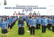 Asisten III Setdakab Barsel Pimpin Upacara Harkitnas di Halaman Kantor Bupati