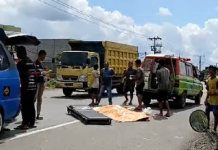 Pejalan Kaki Tewas Tertabrak Truk di Pengayuan Landasan Ulin Warga Aluh-Aluh