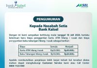 Tarif Baru Penggantian Kartu ATM dan Buku Tabungan Hilang di Bank Kalsel