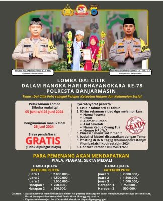 Polresta Banjarmasin Gelar Lomba Dai Cilik, Hadiah Jutaan Rupiah
