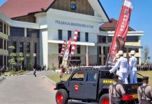 Pataka Tunggal Dharma Visuda Tiba di Gedung Baru Mako Polda Kalsel di Banjarbaru Tandai Peresmian Pindah Kantor