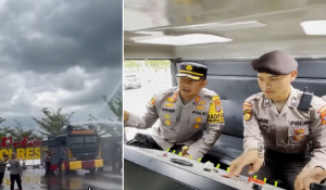 Alat khusus Dalmas (kiri). Kapolres Tanah Bumbu, AKBP Arief Prasetya, memantau pelatihan penggunaan peralatan khusus (kanan). (wartabanjar.com - Ist. Humas Polres Tanah Bumbu)