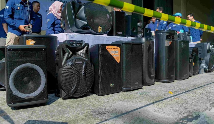 Puluhan ribu speaker aktif non SNI disita Kementerian Perindustrian. (Istimewa)